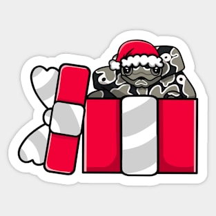 Cute Axanthic Ball Python in Christmas Gift Sticker